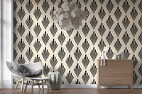 Carta da parati con motivo geometrico a ventaglio in stile Art Déco