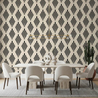Carta da parati con motivo geometrico a ventaglio in stile Art Déco