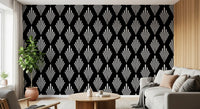 Monochromes Tapetenmuster mit Art-déco-Fächern