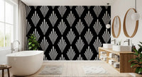 Monochromes Tapetenmuster mit Art-déco-Fächern