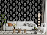 Monochromes Tapetenmuster mit Art-déco-Fächern
