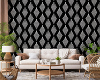 Monochromes Tapetenmuster mit Art-déco-Fächern