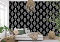 Monochromes Tapetenmuster mit Art-déco-Fächern