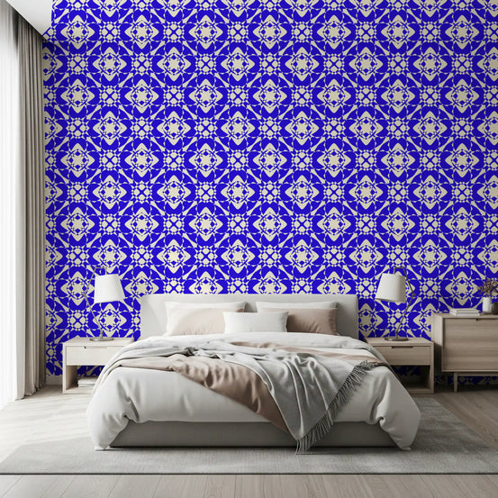 Tapet geometric cu model interconectat, albastru cobalt
