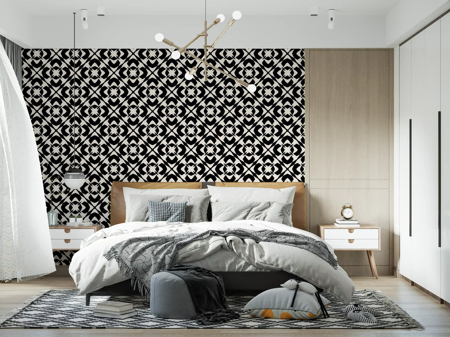 Moderni klassinen geometrinen ristikkotapetti