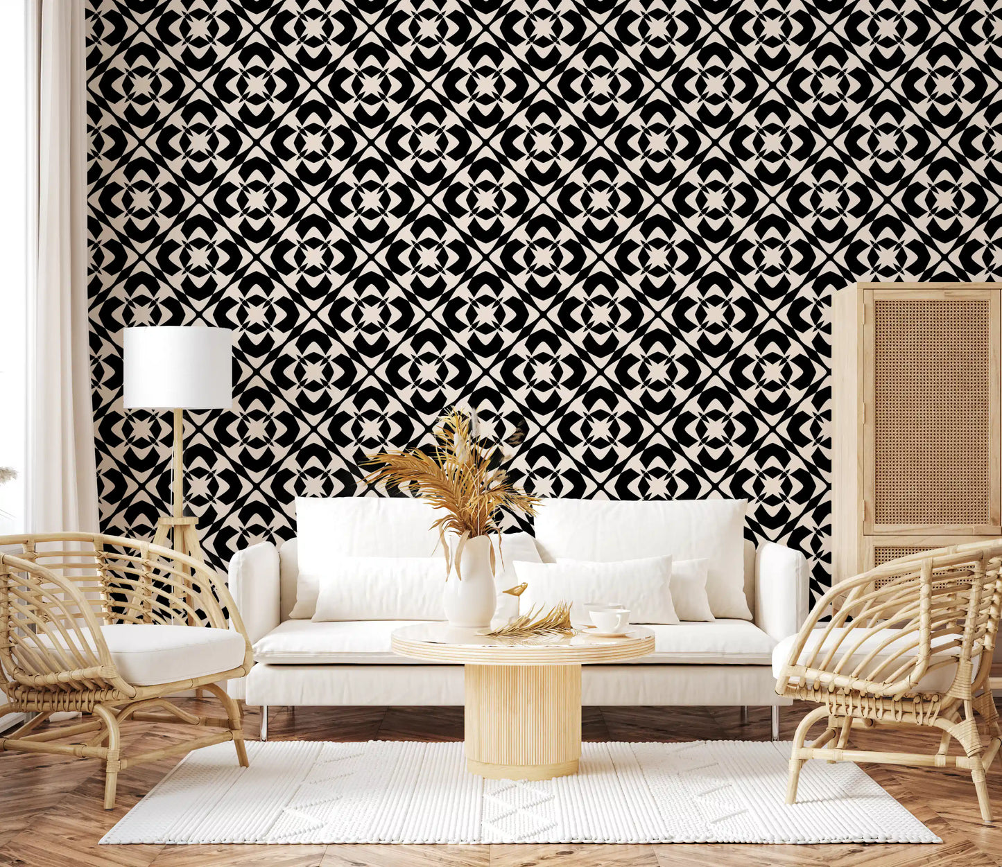 Moderni klassinen geometrinen ristikkotapetti