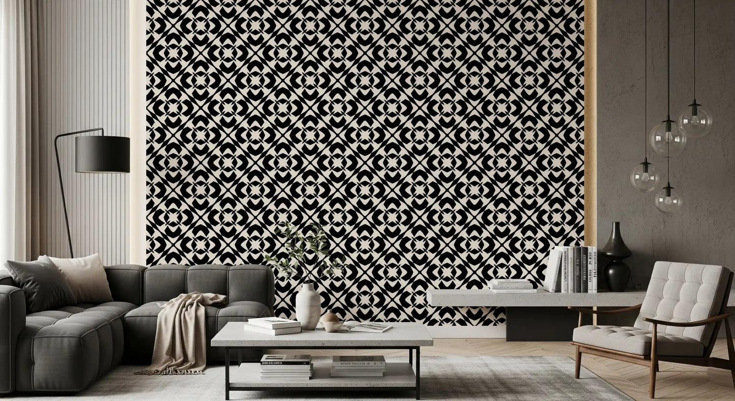 Moderni klassinen geometrinen ristikkotapetti