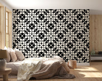 Papel pintado abstracto geométrico monocromático con curvas