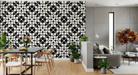 Papel pintado abstracto geométrico monocromático con curvas