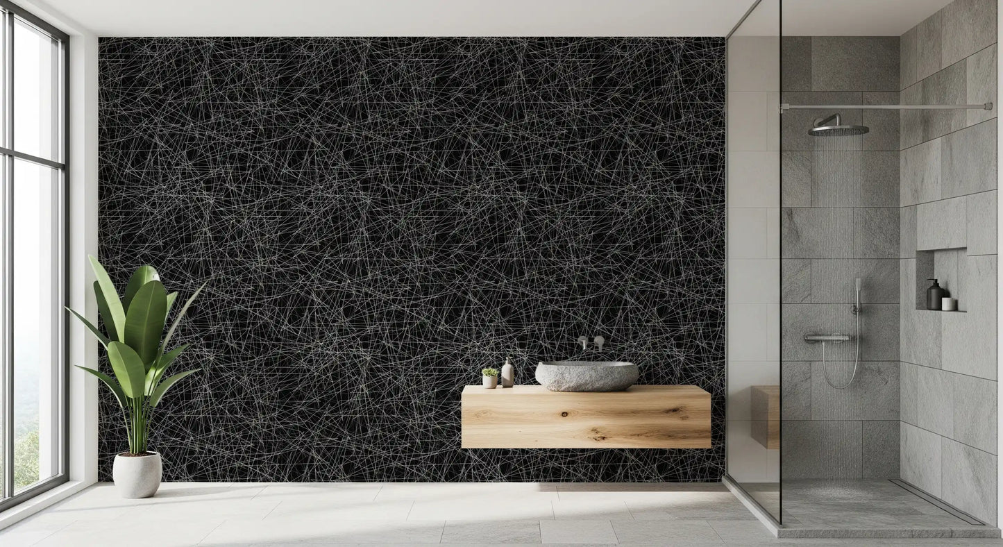 Abstract monochroom behang met een verstrengeld web