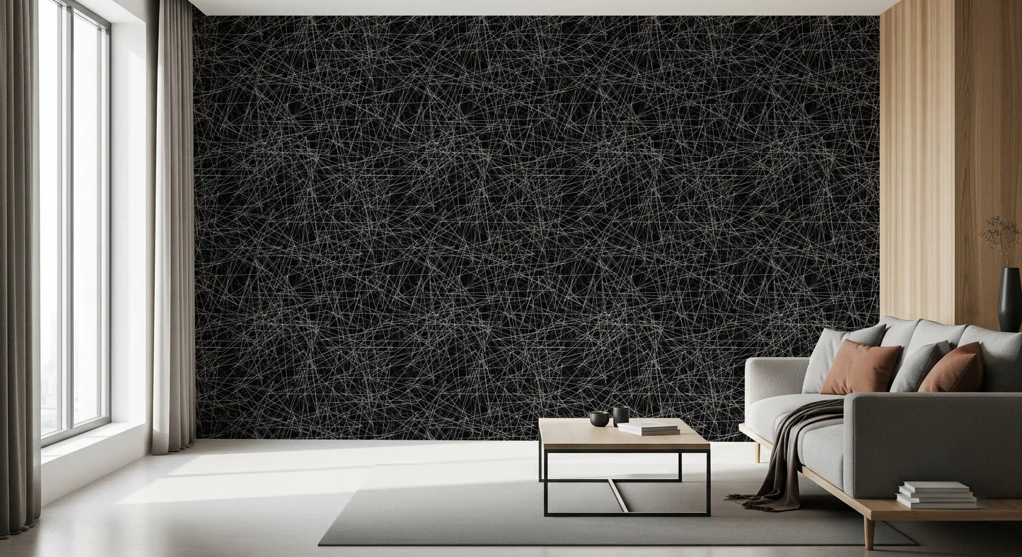 Abstract monochroom behang met een verstrengeld web