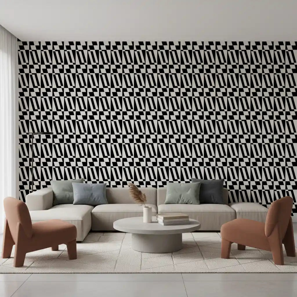 Minimalistisch grafisch tegeltjesbehang⁠