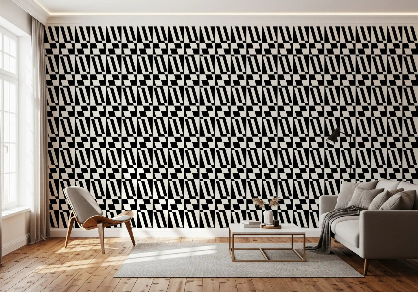 Minimalistisch grafisch tegeltjesbehang⁠