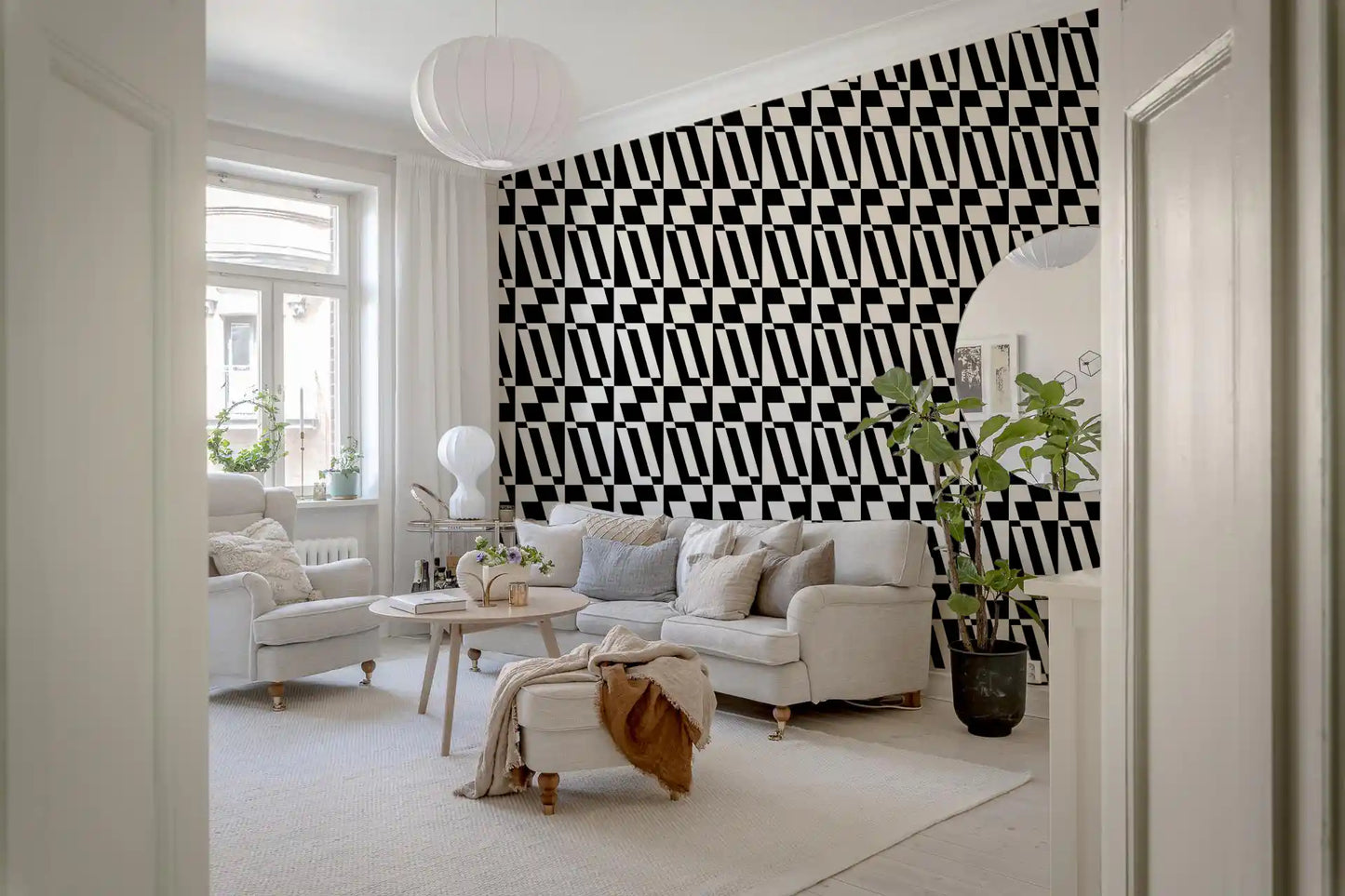 Minimalistisch grafisch tegeltjesbehang⁠