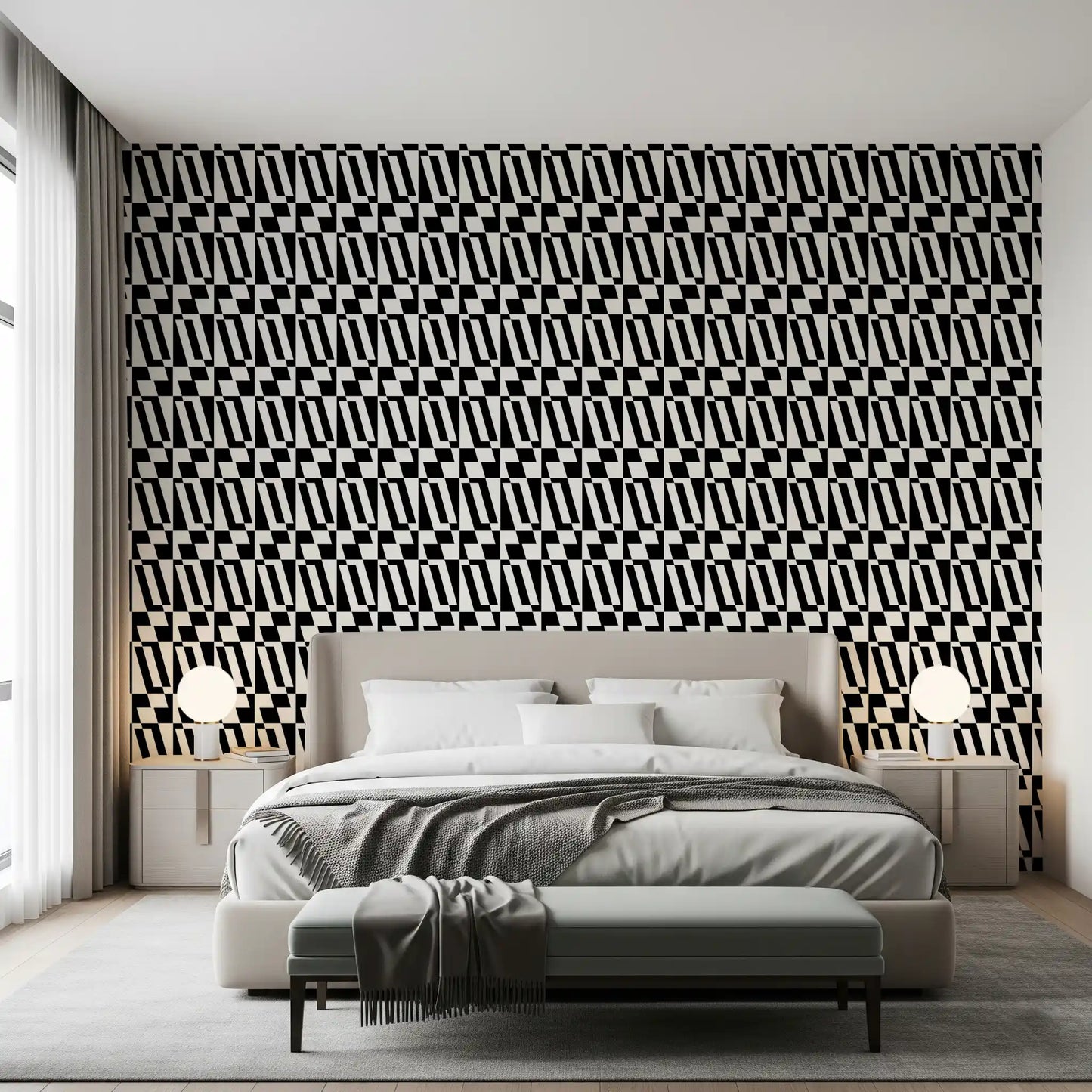 Minimalistisch grafisch tegeltjesbehang⁠