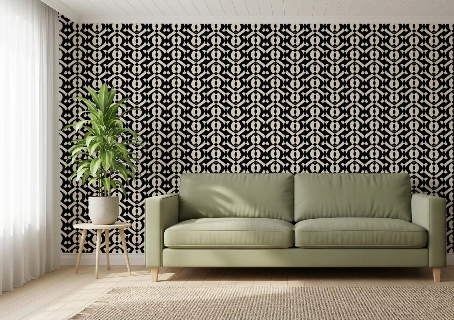 Papel pintado de curvas monocromáticas entrelazadas