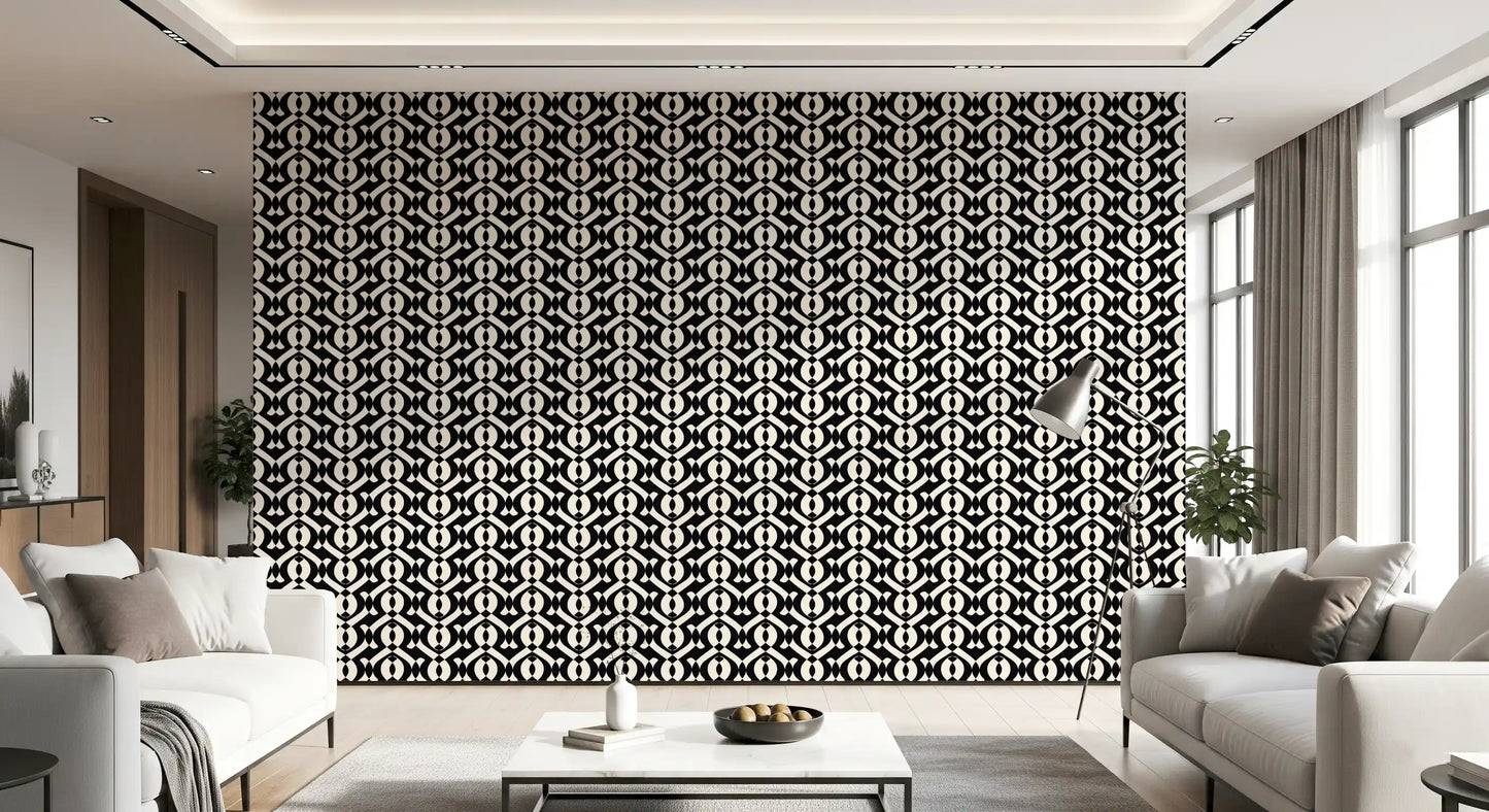 Papel pintado de curvas monocromáticas entrelazadas