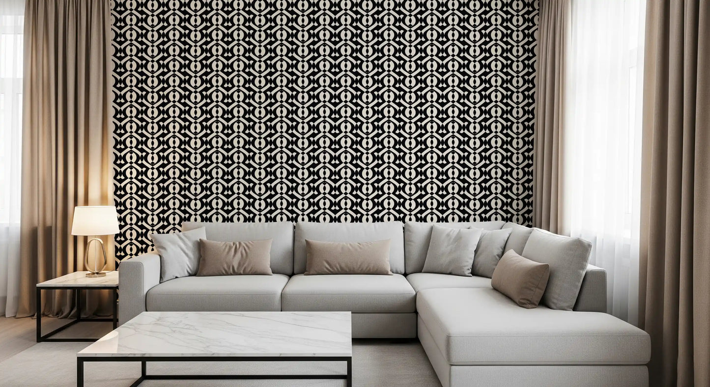 Papel pintado de curvas monocromáticas entrelazadas