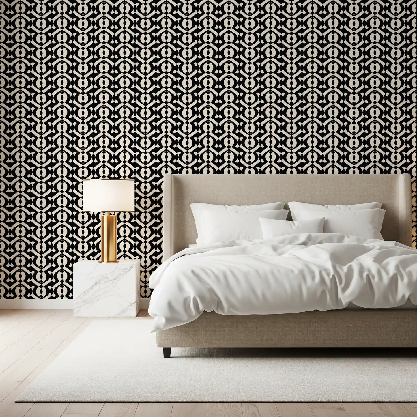 Papel pintado de curvas monocromáticas entrelazadas