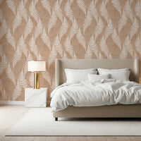 Rustieke botanische wandbekleding met silhouet van varens