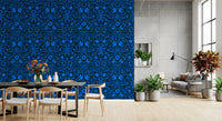 Papel tapiz con patrón de arte folclórico «Cobalt Folklore»
