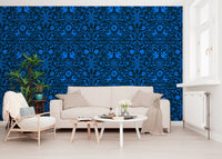 Papel tapiz con patrón de arte folclórico «Cobalt Folklore»