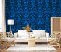 Papel tapiz con patrón de arte folclórico «Cobalt Folklore»