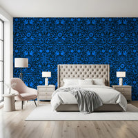 Papel tapiz con patrón de arte folclórico «Cobalt Folklore»