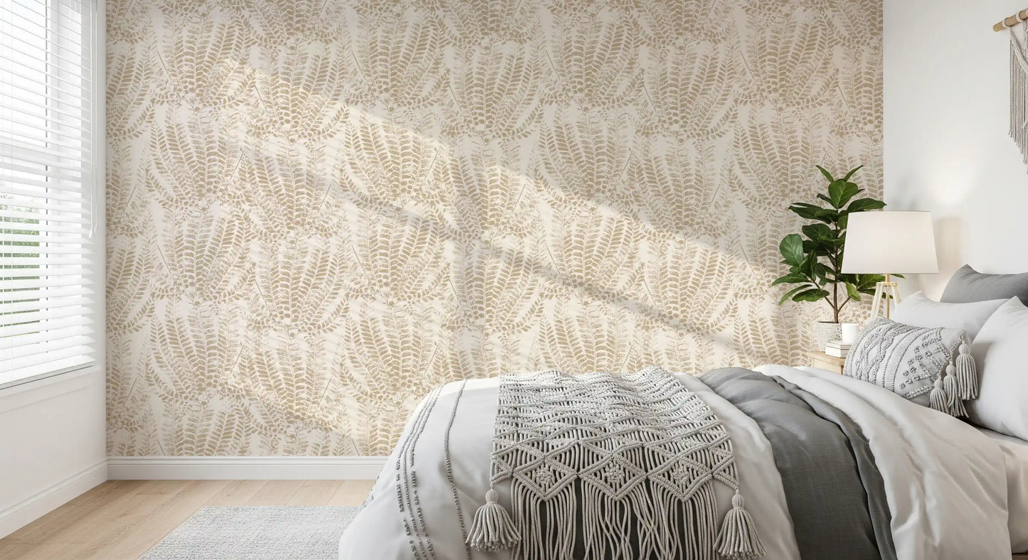 Rustieke botanische varenprintbehang