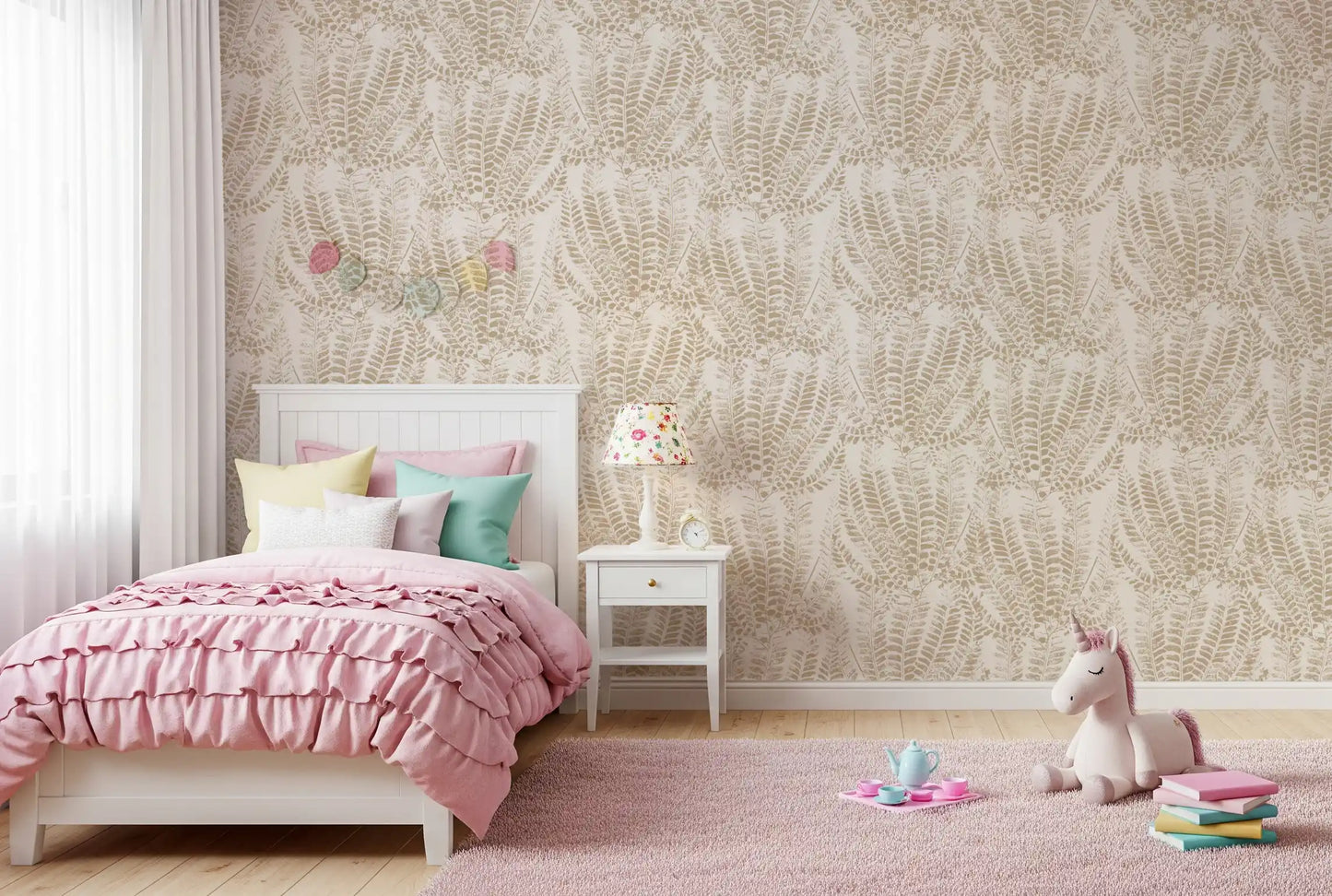 Rustieke botanische varenprintbehang