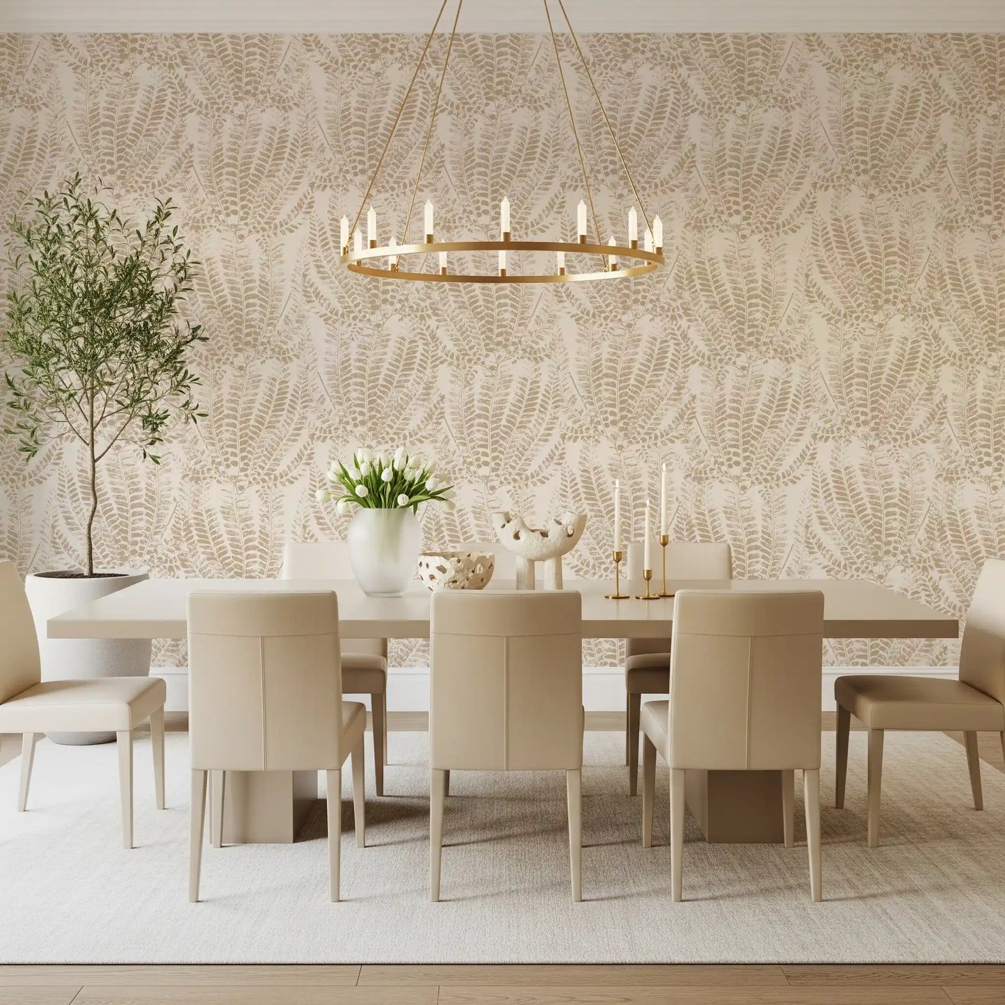 Rustieke botanische varenprintbehang