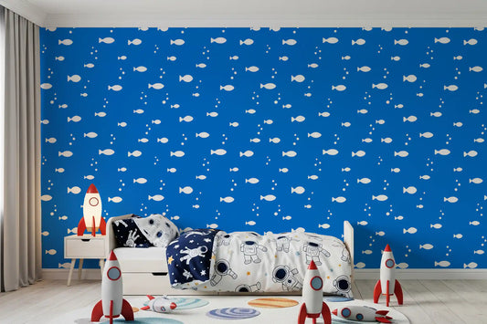 Minimalistische Tapete mit aquamarinblauem Muster