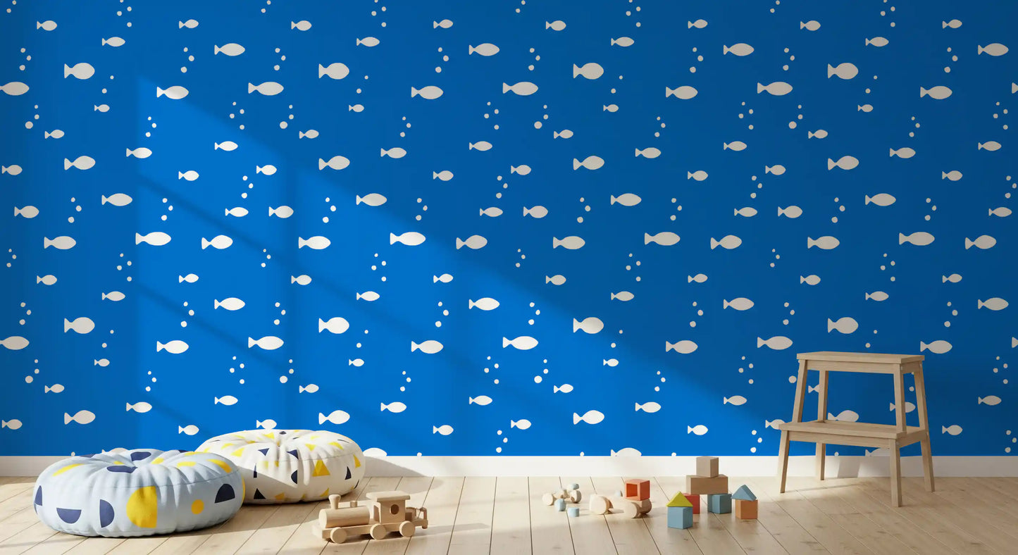 Minimalist Aquatic Blue Print Wallpaper⁠