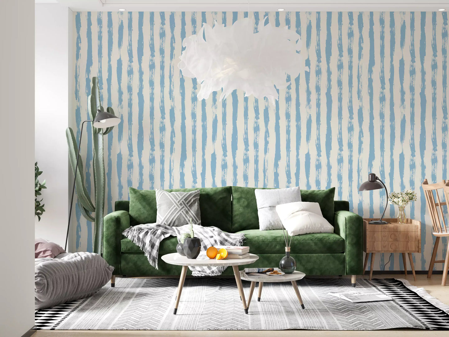 Azure Brushstroke Stripes Wallpaper⁠