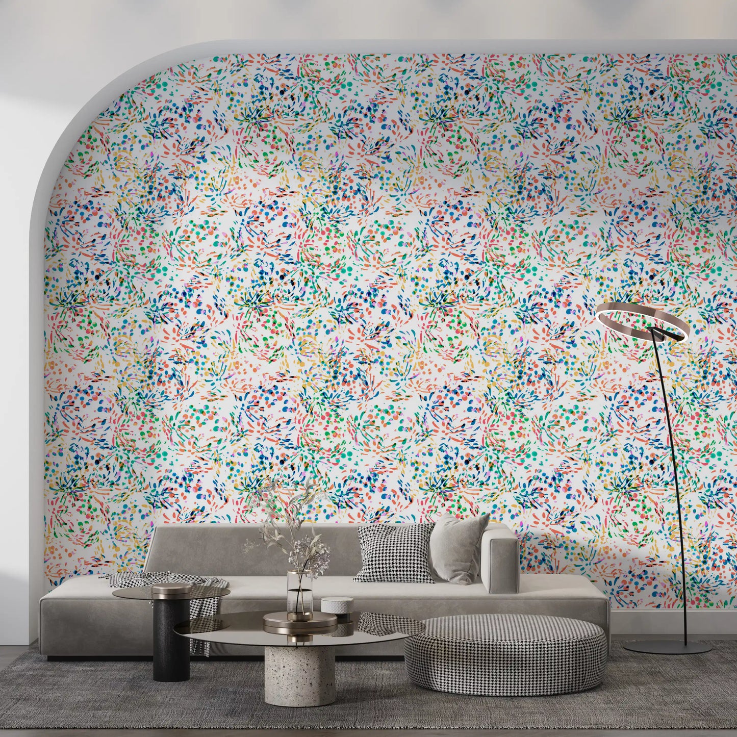 Papier peint à confettis abstraits aux couleurs éclatantes