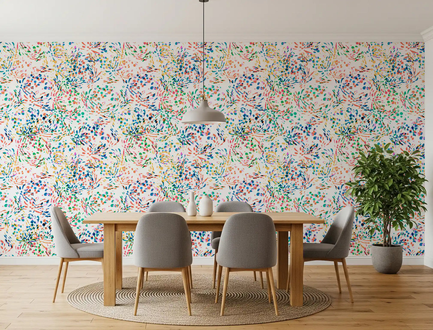 Papier peint à confettis abstraits aux couleurs éclatantes