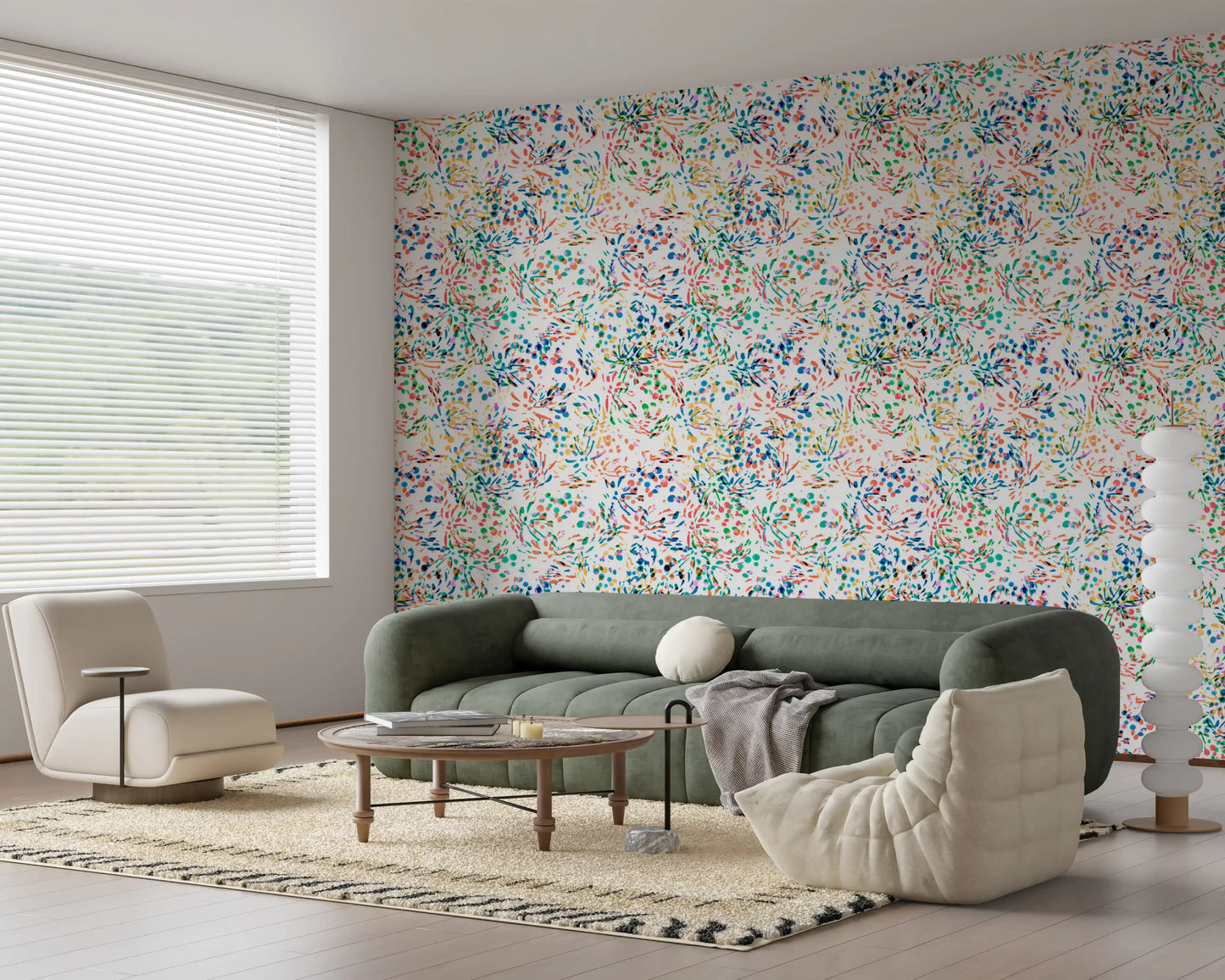 Papier peint à confettis abstraits aux couleurs éclatantes