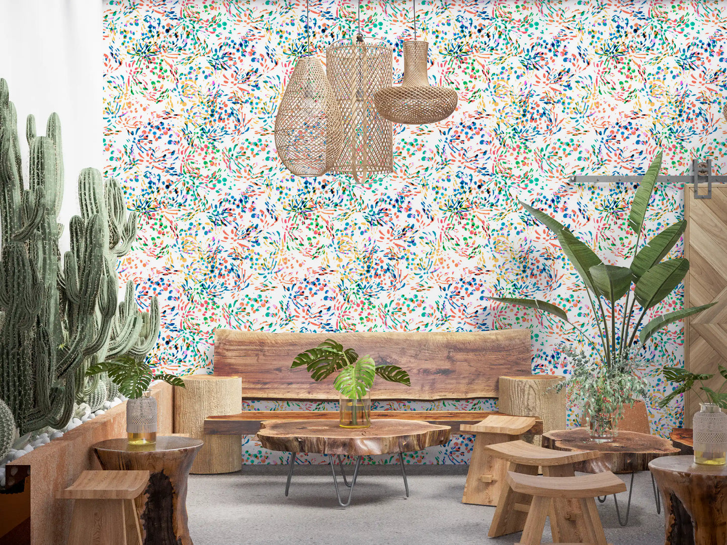 Papier peint à confettis abstraits aux couleurs éclatantes