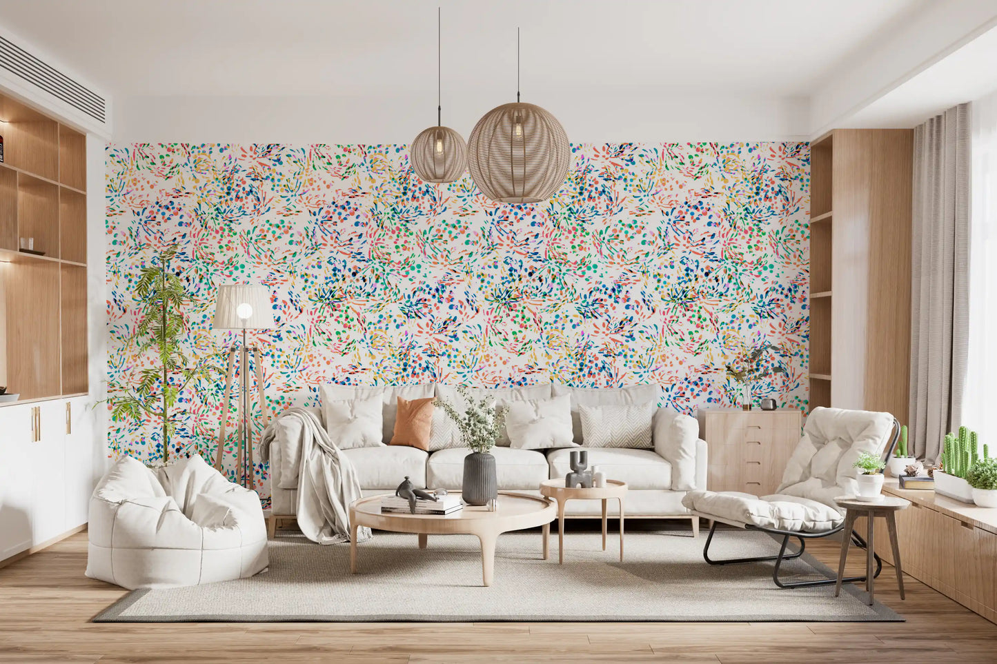 Papier peint à confettis abstraits aux couleurs éclatantes