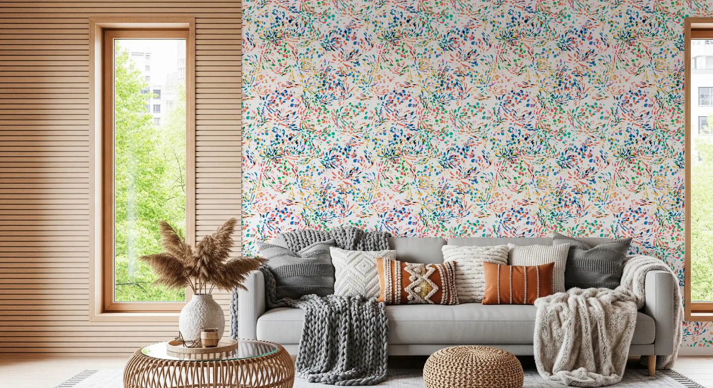 Papier peint à confettis abstraits aux couleurs éclatantes