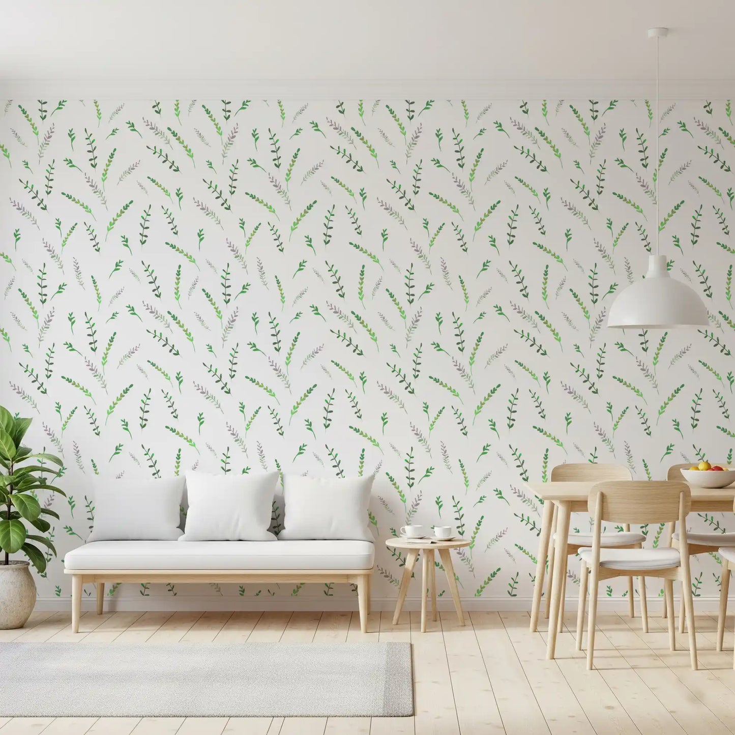 Minimalistyczna tapeta z motywem zielonych roślin