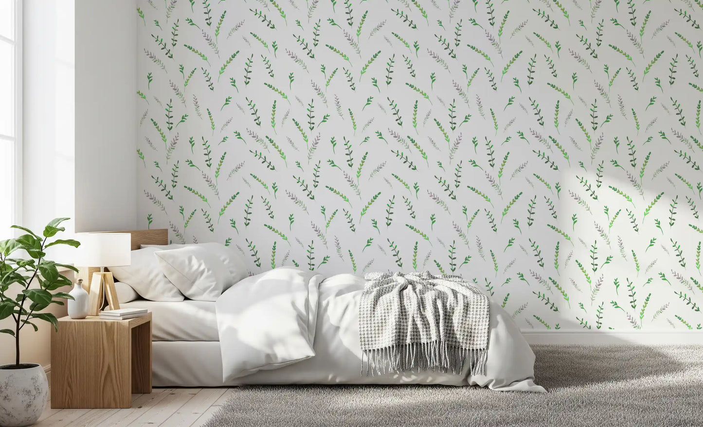 Minimalistyczna tapeta z motywem zielonych roślin