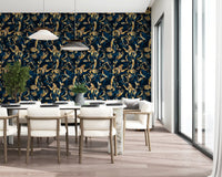 Midnight Flora Brushwork-Tapete