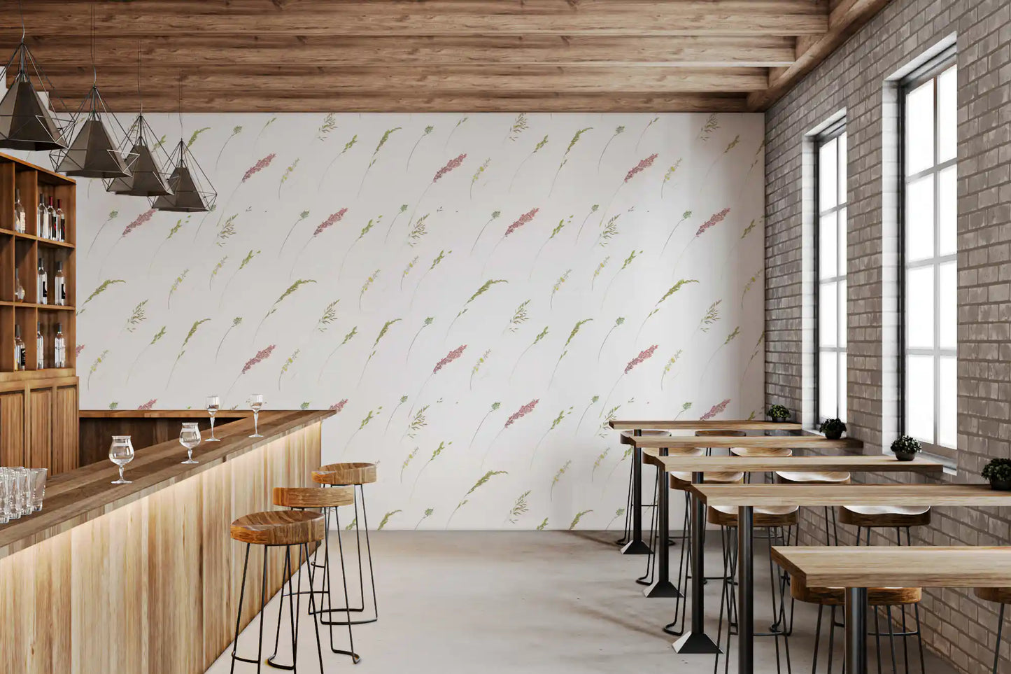 Papel pintado de tallos botánicos etéreos