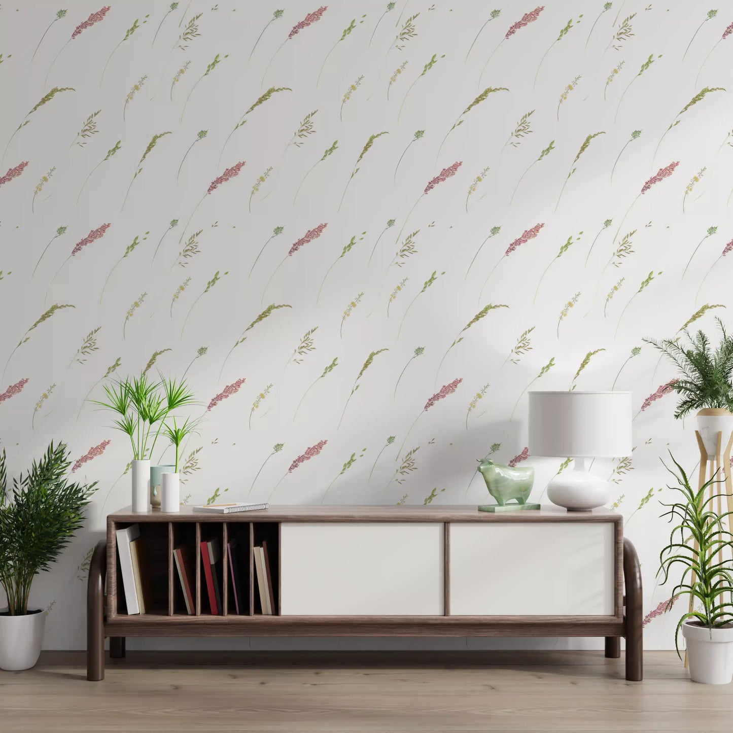 Papel pintado de tallos botánicos etéreos