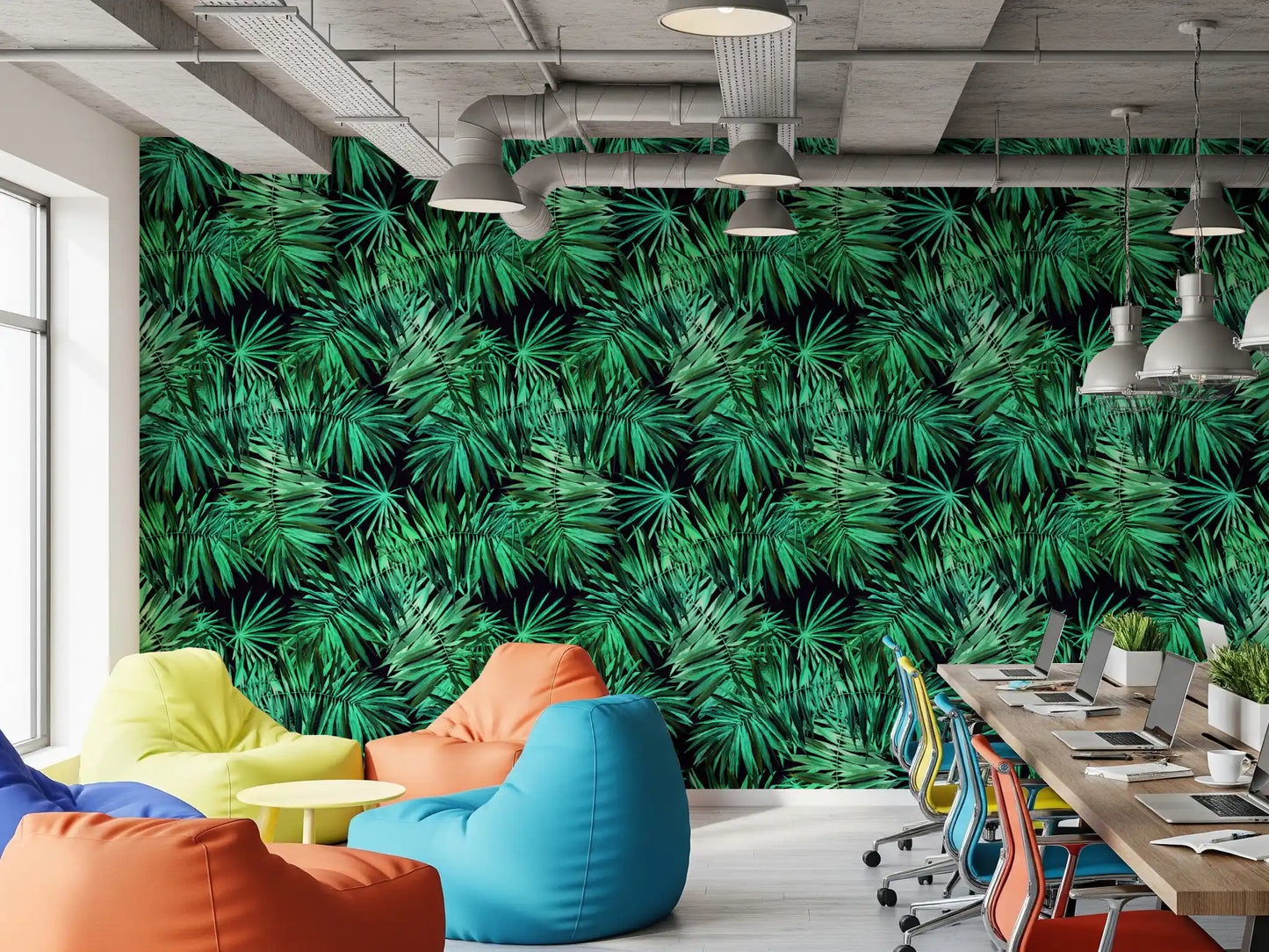 Papier peint Verdant à motif de canopée de palmiers tropicaux