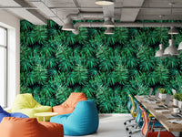 Papier peint Verdant à motif de canopée de palmiers tropicaux