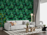 Papier peint Verdant à motif de canopée de palmiers tropicaux