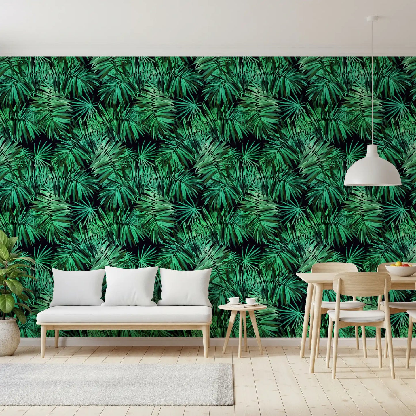 Papier peint Verdant à motif de canopée de palmiers tropicaux