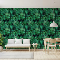 Papier peint Verdant à motif de canopée de palmiers tropicaux